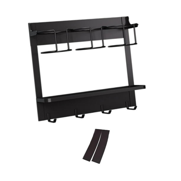Organizador de botellas de metal grande para despensa, hogar y cocina. negro 3 tazas