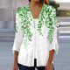 thumbnail image 2 of camisa de mujer blusa estampado manga 3/4 casual vacaciones botón básico tops verde / 3xl, 2 of 6