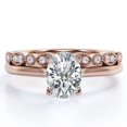 thumbnail image 1 of JeenMata Anillo de Boda con Filigrana Decorativa Milgrain de 1,75 Quilates con Engaste Ovalado en Punta Engastado en Oro Rosa de 18 K sobre Plata (Personaliza la Banda de Tu Anillo de Bodas), 1 of 6