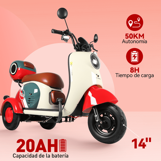 Moto Bici eléctrica ruedas Honey Whale V1 Rojo Bodega Aurrera