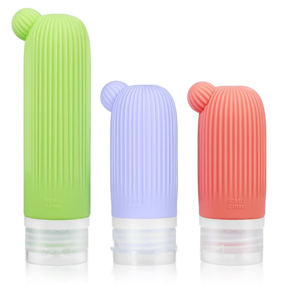 UPOUART 3Pcs Body Wash Bottles Squeeze Bottle Assorted Color Silicone Reusable Toiletries for Hikers