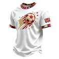 thumbnail image 2 of Usa Soccer Jerseys for Men Casual Short Sleeve Crew Neck Soccer Shirts Retro Streetwear Top Dark White S, 2 of 4