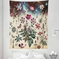 thumbnail image 2 of Ambesonne Botanic Tapestry Twin Size, Retro Galactic Wildflowers, 68"x88", Cream Laurel Green, 2 of 3