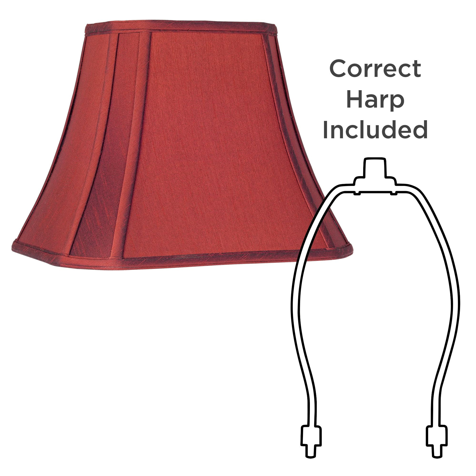 Springcrest Crimson Red Cut-Corner Medium Lamp Shade 8" Wide and 6" Deep at Top x 14" Wide and 11" Deep at Bottom x 11" High (Spider) Replacement
