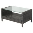thumbnail image 6 of Knubmt Patio Tempered Glass Tabletop PE Rattan Frame Coffee Table, Brown, 6 of 9