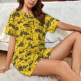 thumbnail image 4 of Fuzoiu Vintage Excavator Print Women's Short-Sleeved Pajama Set,Lounge Sleepwear Set,Womens Pajama Sets 2 Piece,Button-Up Top and Shorts with Pockets-Small, 4 of 7