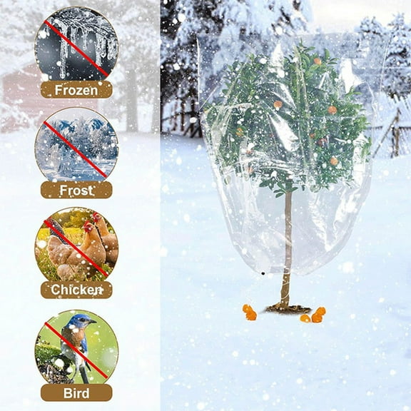 2 Pack Winter Plant Covers Freeze Protection,Reusable Plant Protector Bag with Drawstring,Winter Plants Jacket Warm,B