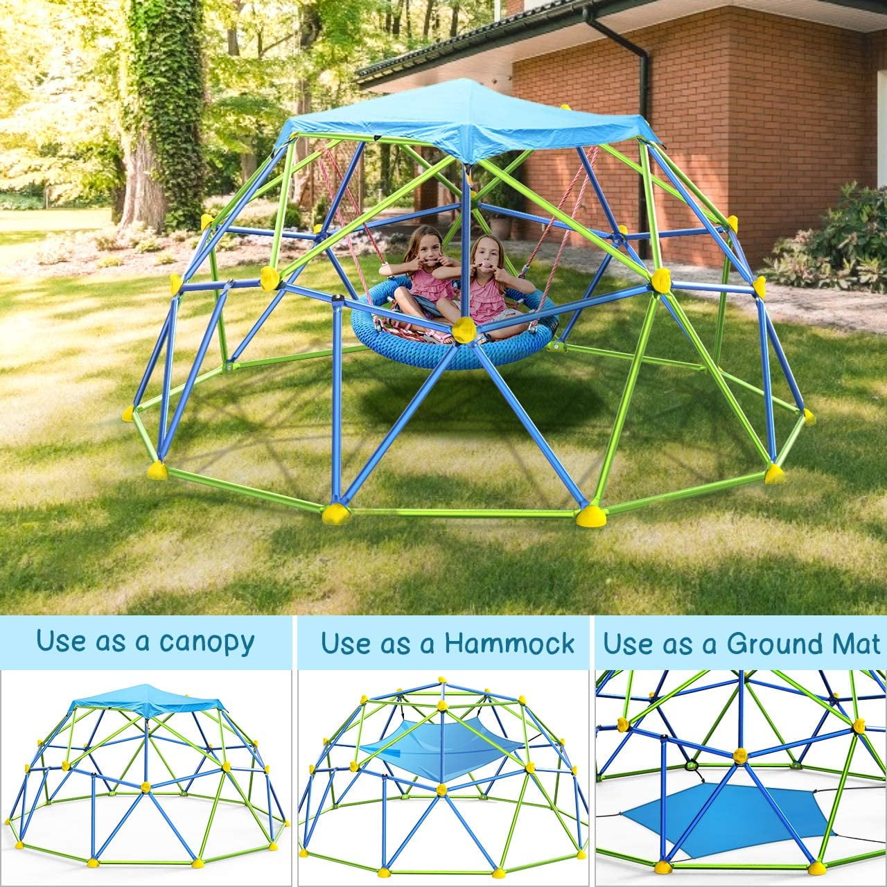 GIKPAL Climber with Canopy, 10 Feet Climbing Dome for Kids Outdoor Play ...