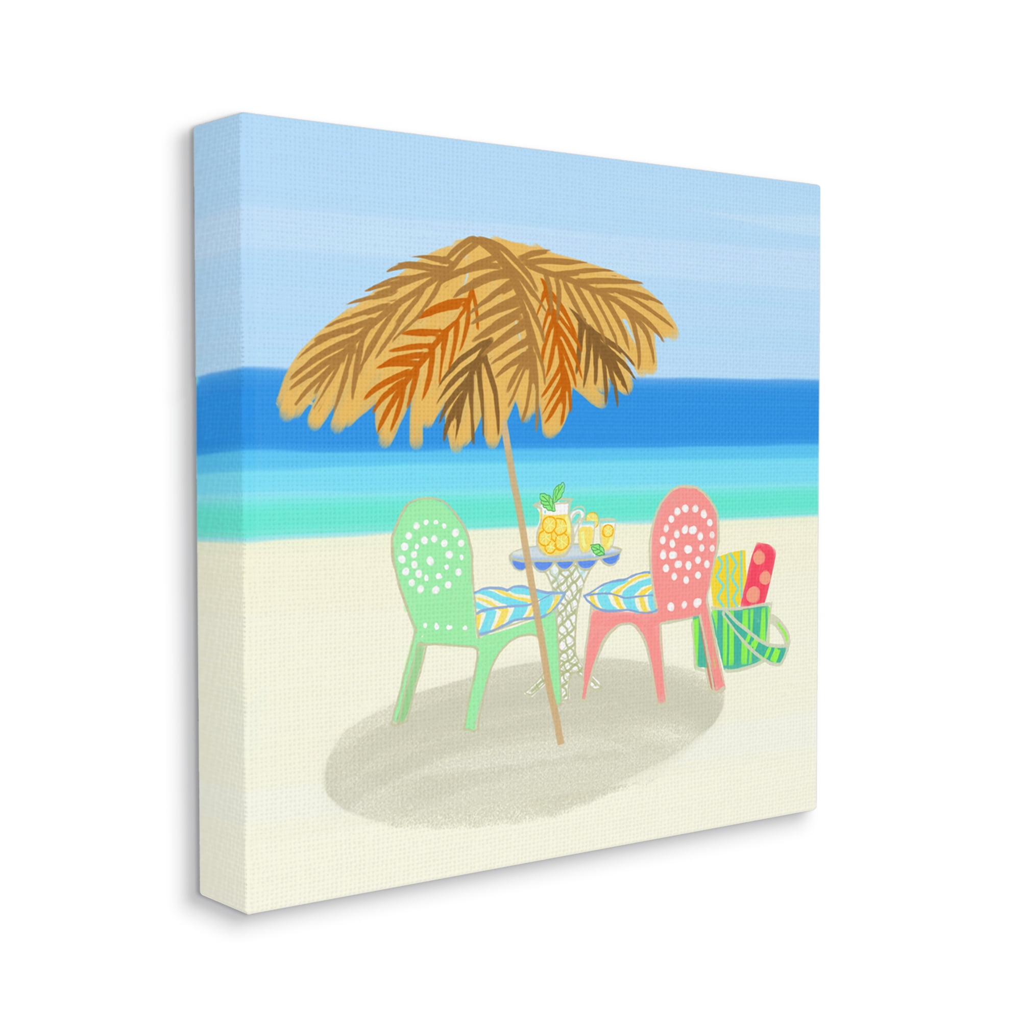 Stupell Industries Relaxing Summer Beach Scene Coastal Vacation Shoreline Graphic Art Gallery Wrapped Canvas Print Wall Art, Design by unknown
