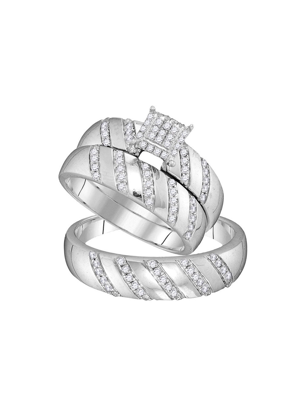 Details about   Round Pave Diamond Bridal Engagement Ladies Wedding Ring 14K White Gold Finish 