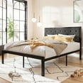 thumbnail image 2 of Allewie Queen Size Metal Platform Bed Frame with Diamond-Tufted Fabric Headboard, Dark Grey, 2 of 7