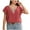 Red Causal T Shirt for Women, variant on hopeusnice Women's Short Sleeve Pleated Elegant Business Workwear Shirts Notch V Neck T-Shirts Summer Tops Casual Loose Trendy Swiss Dot Blouse Fashion Solid Color Tunic