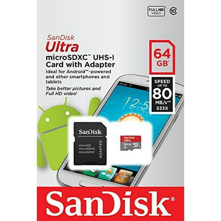SanDisk 64GB Ultra Micro SD XC Class 10 Memory Card Samsung Galaxy S4 S5 S7 S8 (Best 64gb Micro Sd Card For Samsung Galaxy Note 2)
