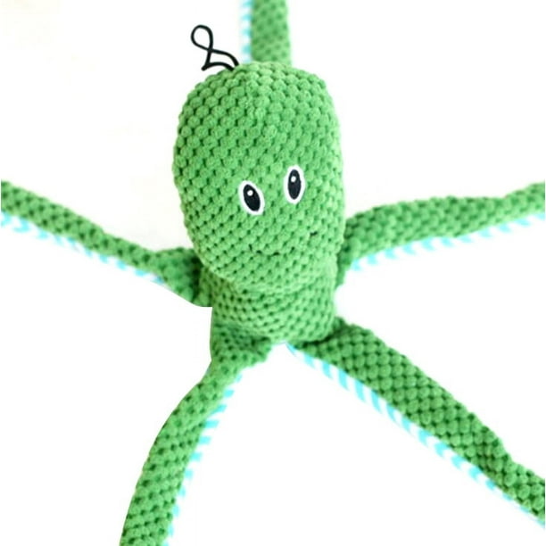 Juguete para perros que chirría, divertido juguete de pulpo de felpa para mascotas, suministros interactivos duraderos para mascotas, herramienta suave para molares para mascotas (verde)