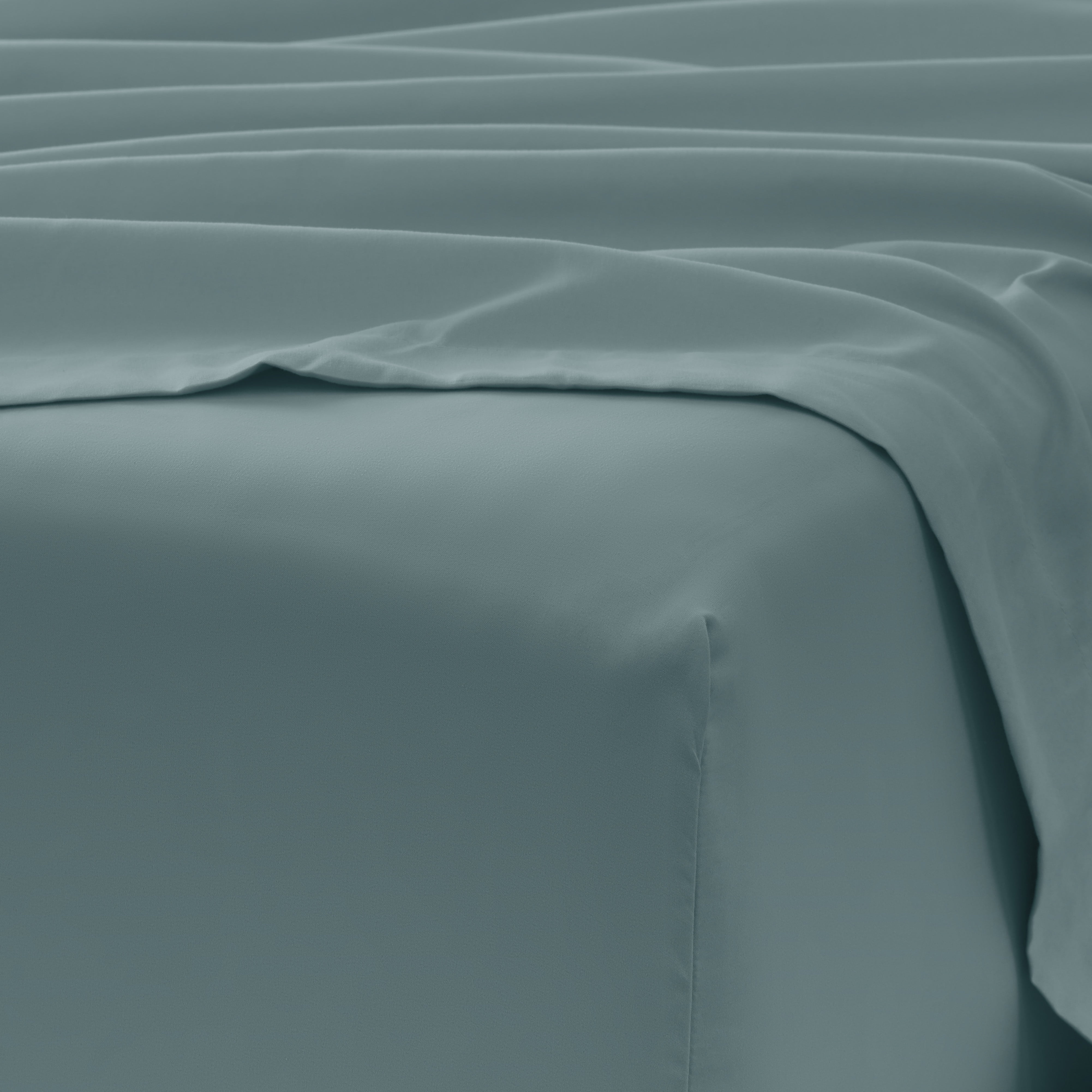 King, Ocean Solid Microfiber 6 Piece Bed Sheet Set, by Noble Linens