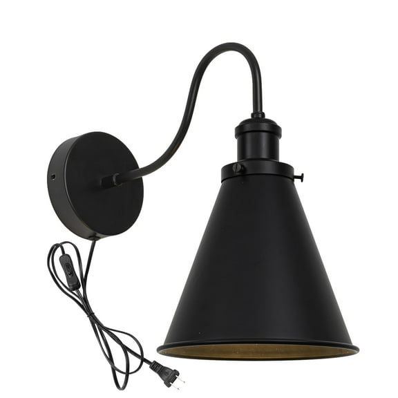 KAYYELAMP Wall Sconce UL Plug-in Cord Black Gooseneck With Black Iron Cone Shade Retro Minimalist Style Wall Light Fixture For Cabinet Kitchen Hotel Bulb Sold Separately