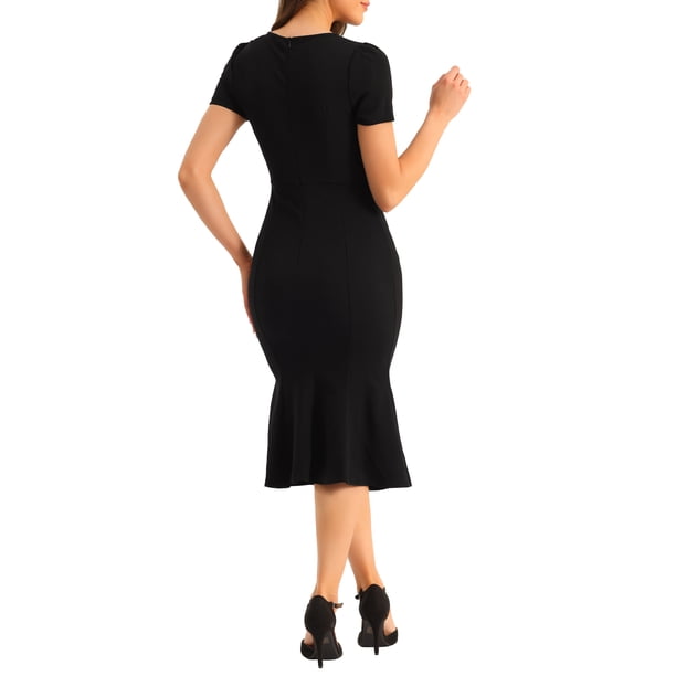 mermaid bodycon midi dress INSPIRE CHIC Women's Vintage Wear-to-Work Dress Short Sleeve Mermaid Bodycon Midi Dresses XL Green