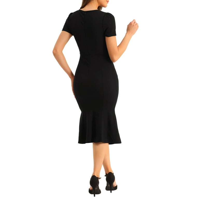 Allegra K Women s Vintage Wear to Work Dress Short Sleeve Mermaid Bodycon Midi Dresses