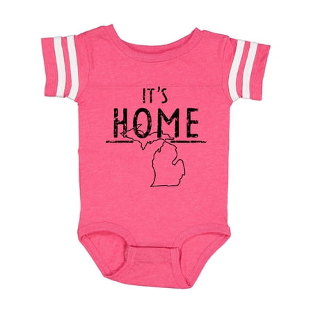 

Inktastic It s Home- State of Michigan Outline Distressed Text Gift Baby Boy or Baby Girl Bodysuit