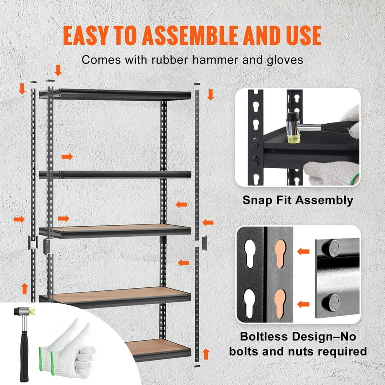BENTISM Stainless Steel Shelving Adjustable Storage Shelf 5-Tier Storage  Rack 