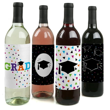 Hats Off Grad - Graduation Wine Bottle Labels - Set of (Best Way To Get Labels Off Bottles)