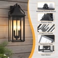 thumbnail image 7 of Lawyettle 18" Large Outdoor Wall Lantern with Dusk to Dawn Sensor, 2-Light Waterproof Black Wall Sconce with Glass for Porch, Garage, Front Door, Patio, 7 of 7