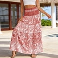 thumbnail image 2 of DHFJKG Bohemian Long Skirts For Women High Waisted Flowy A-Line Maxi Skirts Summer Beach Vacation Clothes Stylish Skirt, 2 of 7