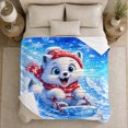 thumbnail image 5 of Playful Fox Sled Adventure Winter Snow Scene Vibrant, Peaceful Mountain Lake Scene, Warm Flannel Blanket for Cabin and Lodge, Outdoor Lovers Camping Gift, Playful Home Decor, 5 of 9