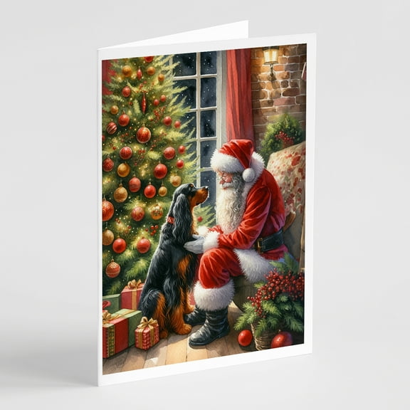 Gordon Setter and Santa Claus Greeting Cards Pack of 8 7 in x 5 in