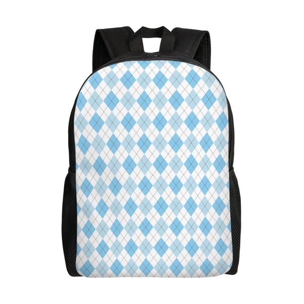 Balery Blue and White Squares Mochila - Mochila Estilosa y Duradera para Laptop de 15 Pulgadas con Tela Oxford Impermeable