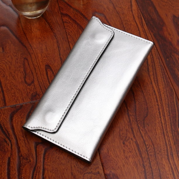 Cartera larga de marca europea y americana para mujer, de piel auténtica, con hebilla, sencilla, de piel de vaca, para negocios, fina, tarjetero, moderna