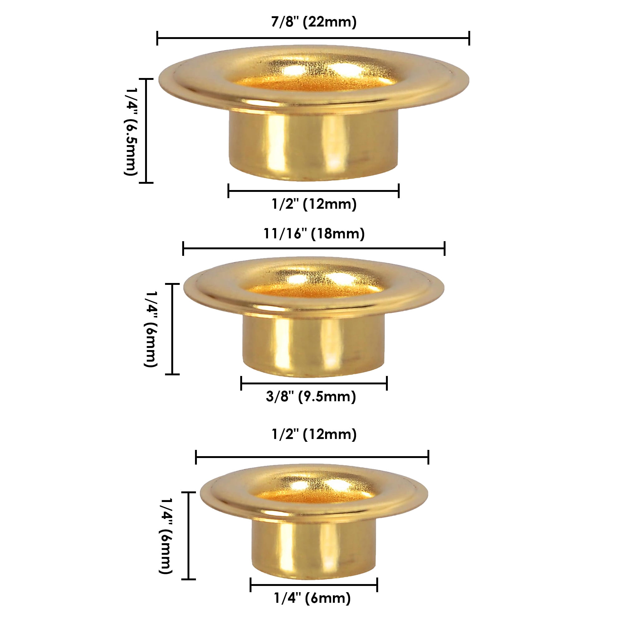 Yescom 4000 sets of 1/4"(6mm) 3/8"(9.5mm) 1/2"(12mm) Grommet Kits Brass Eyelets and Washers for Leather Tarp Prints