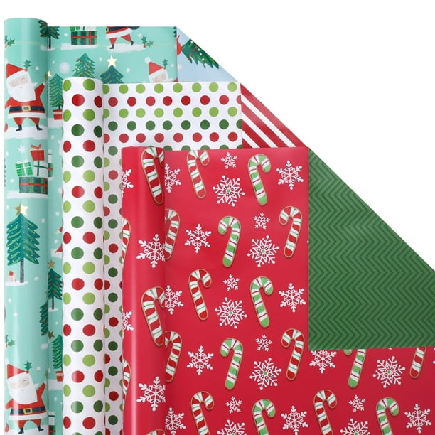 Rollos de papel de regalo navideño LaRibons, 43 x 305 cm, paquete de 3