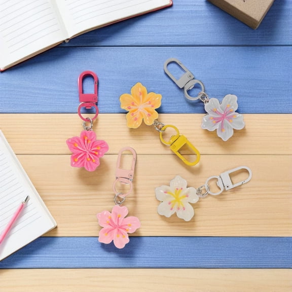 ELAYARD 20Pcs Multi-Color Cherry Blossom Keychain Charms for Decorative Keyrings, Backpacks, and Bag Accessories