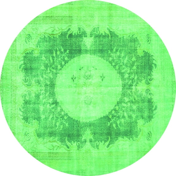 Ahgly Company Indoor Round Medallion Green Traditional Area Rugs, 6' Round
