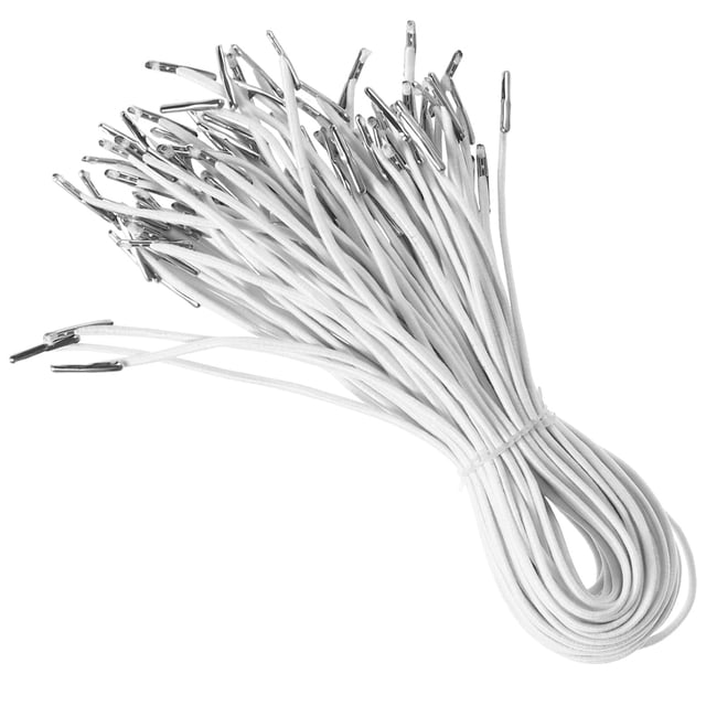FONDOTIN 100Set Elastic Barbed Cord for DIY Mask Elastic Ropes White Book Binding Back to School