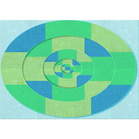 Ahgly Company Indoor Rectangle Patterned Lime Mint Green Area Rugs, 5' x 7'