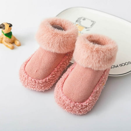 

Hunpta Toddler Shoes Infant Toddle Footwear Winter Toddler Shoes Soft Bottom Indoor Non Slip Fleece Warm Floor Socks Shoes