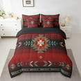 thumbnail image 2 of Queen Size Southwest Design 7 Piece Bedding Set Southwestern Geometric 7 Piece Bedding Set Tribal Bed Set Includes Comforter,Sheet Set,Pillowcases & Pillow Covers Red Green, 2 of 4
