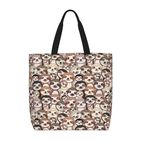 Hirioo Brown Sloth for Tote Bag for Women, Quilted Shoulder Bag with Zipper, Large Capacity Handbags for Casual, Travel, Work