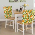 thumbnail image 5 of Oranges Fruit Chair Covers Set of 8 Green Leaf White Flowers Beige Background Chair Back Covers Stretch Removable Washable Slipcovers Protector for Dining Room Kitchen Party Decor, 5 of 9