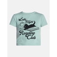 thumbnail image 5 of Late Night Reading Club Women's Graphic Baby Tee with Short Sleeves, Sizes XXS-XXL, 5 of 5