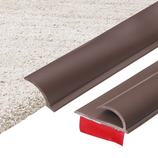 Tira de transición de alfombra a baldosa de 3.28Ft x 1.18" x 0.2", tira de borde de alfombra autoadhesiva, cubierta de hueco de plástico, recorte de laminado para superficies irregulares, café oscuro
