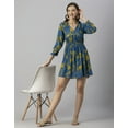 thumbnail image 3 of Moomaya Women Printed Viscose Dress, Long Sleeves V-neck Short Length Summer Dress, 3 of 8