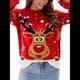 thumbnail image 2 of Suéter de Punto de Larga con Cuello Redondo para Mujer, Suéter Informal Grueso para Otoño e Invierno Rojo XL, 2 of 9