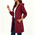thumbnail image 4 of ZHYou Long Hooded Jackets for Women Full Zip Up Drawstring Casual Comfy Baggy Long Sleeve Hoodies with 2 Pockets,Red,Size M, 4 of 9
