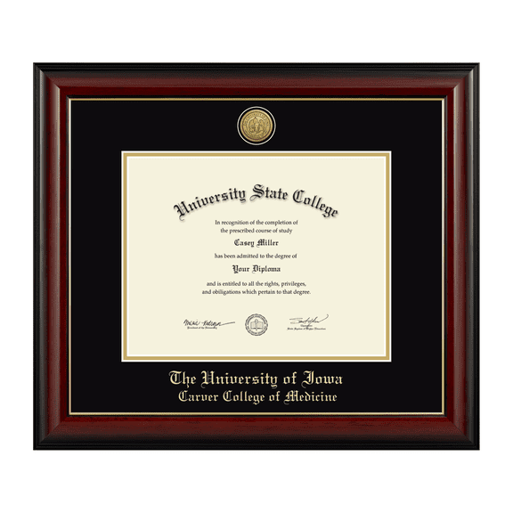 Framerly - UI Medicine Diploma Frame with Black and Gold Mat
