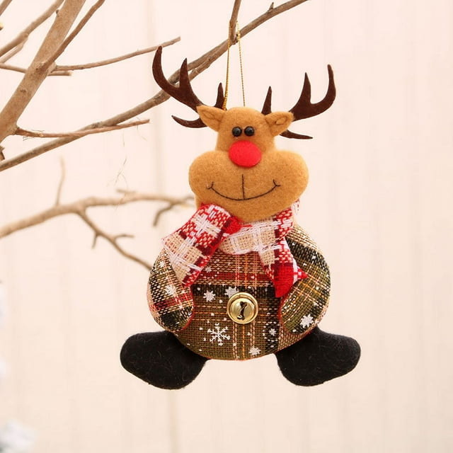 Navidad hecha a mano Santa Claus muñeco de nieve ciervo árbol de Navidad adornos colgantes muñecos de peluche colgantes para decoración navideña