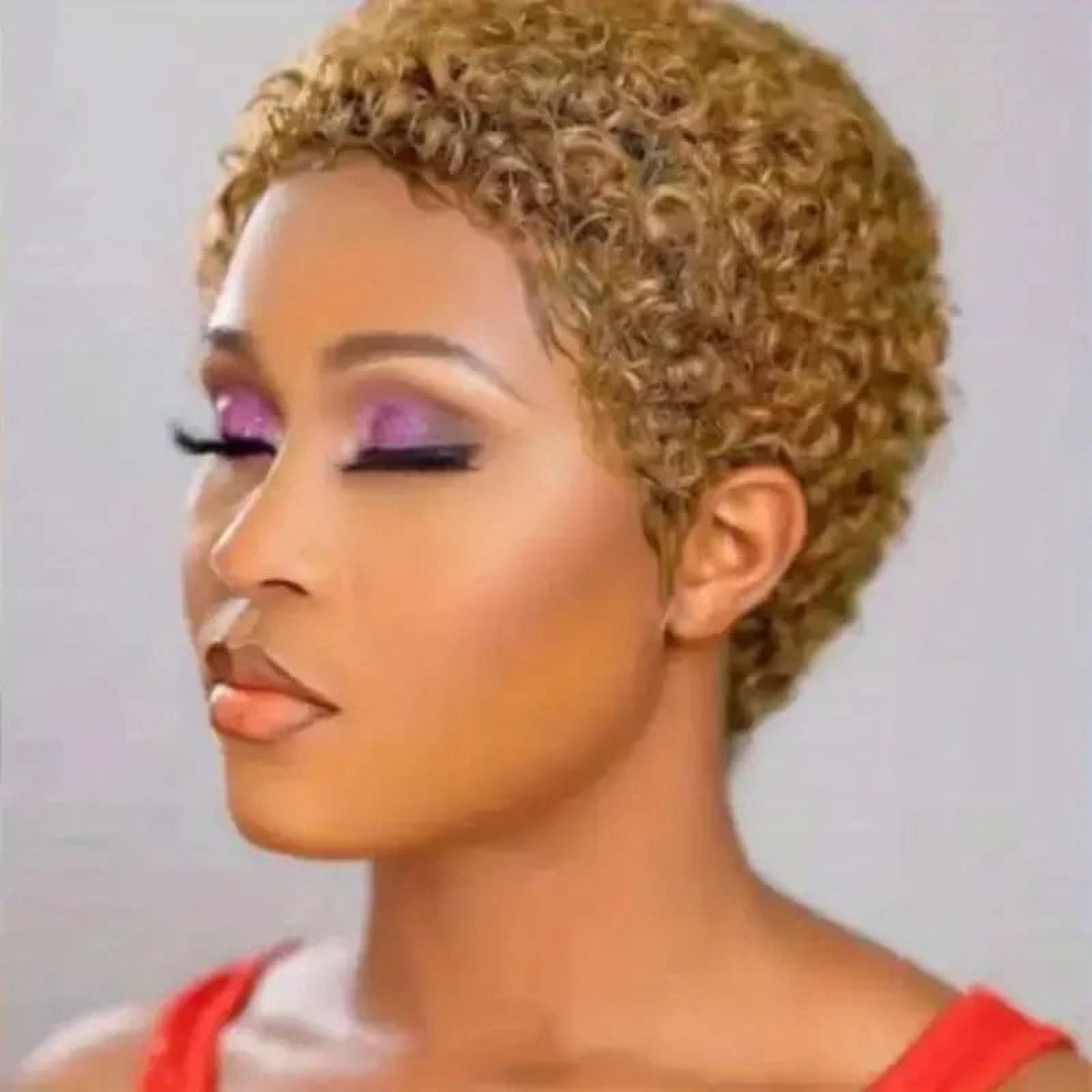 Short Curly Pixie Cut Wig Human Hair Wig for Black Women Full Machine Made Human Hair Short Wig Human Hair Glueless Wig Layered None Lace Wig