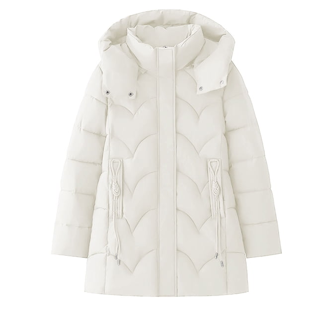 Économies Automne/hiver! srobpty Veste Matelassée à Manches Longues pour Femmes, Veste Décontractée à Capuche à Manches Longues Colorée pour Dames Blanche, TTTG